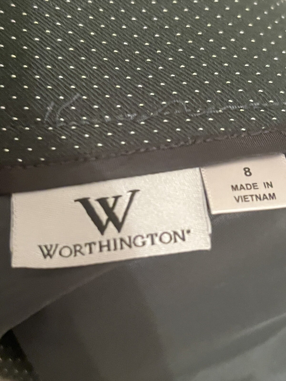 worthhington skirt green whit dot RN#93677