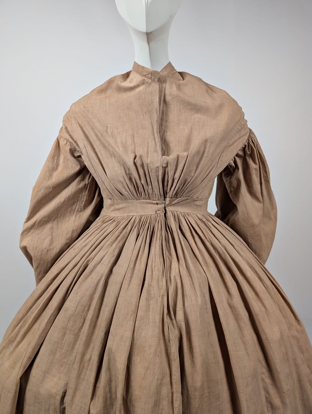 HAND SEWN 1850’S DRESS W MASSIVE BISHOP SLEEVES