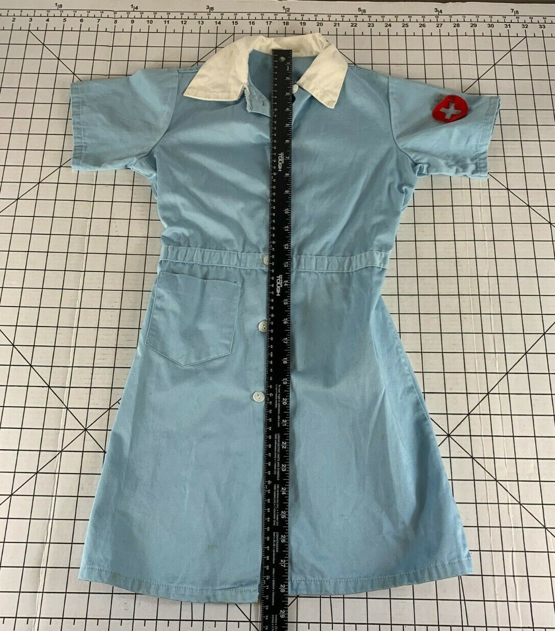 Vintage 50s 60s Nurse Outfit Uniform Medical Hospital Doctor Dress Red Cross Top