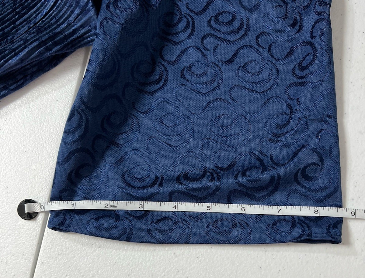 Cue Fashions Vintage Navy Pleated Lace Trim Midi Dress 18W Made in USA