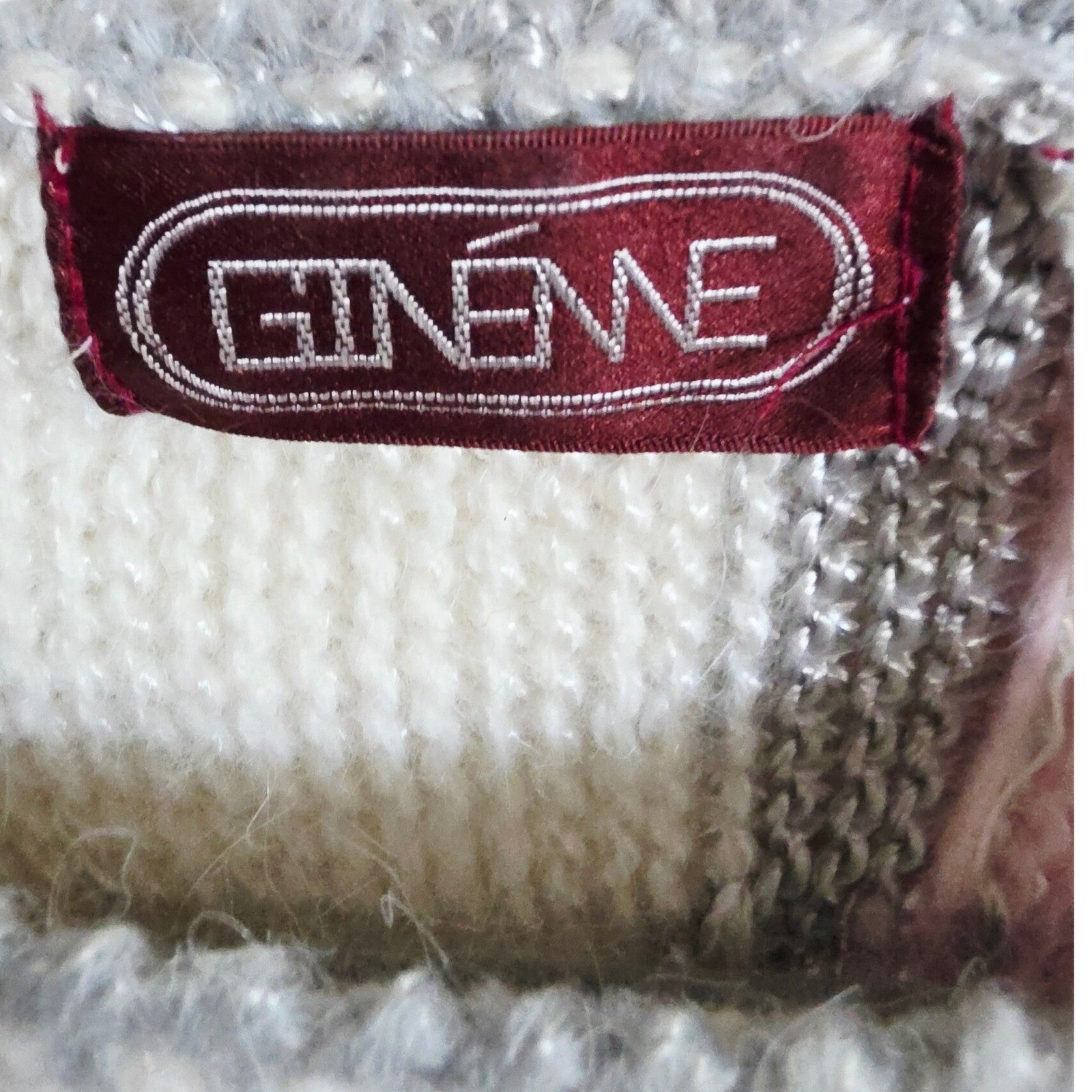 Vintage Ginenne M 80s Colorblock Sweater Pink Aqua Silver Metallic Wool Acrylic