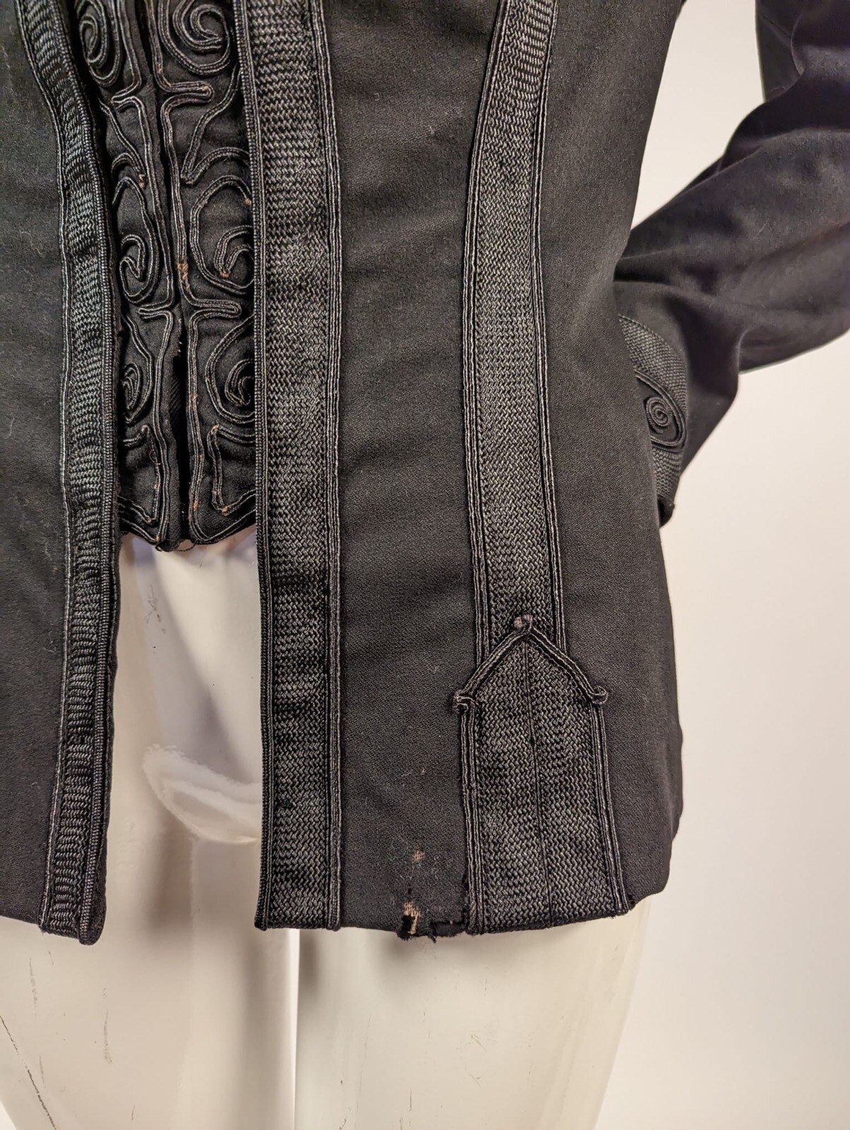 MILITARY GOTHIC STYLE EARLY EDWARDIAN BLACK JACKET W SOUTACHE + BRAID