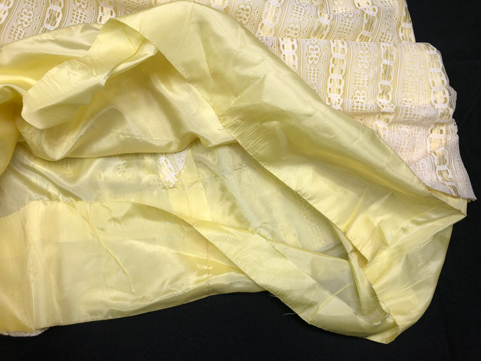 Vintage Lace Hippie MOD BOHO MAXI DRESS Yellow White 1960’s 1970s