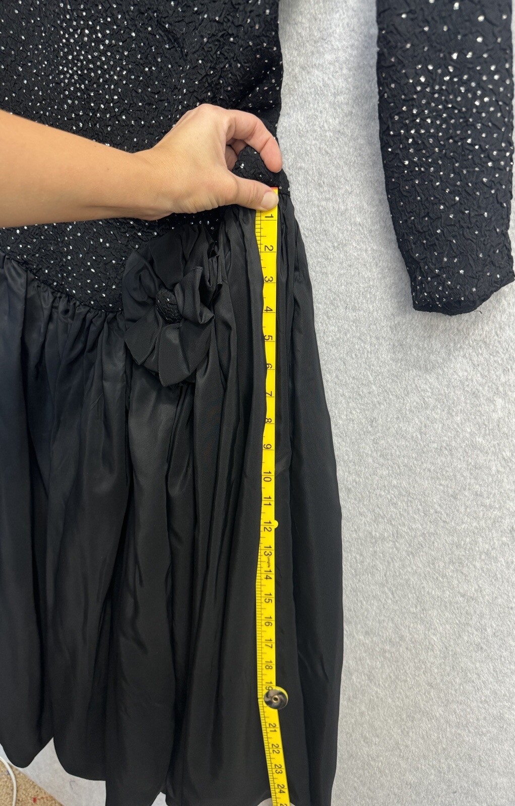 VTG 80s Ted Lapidus Paris Off Shoulder Beaded Dress Gown Sz 8 Black Formal