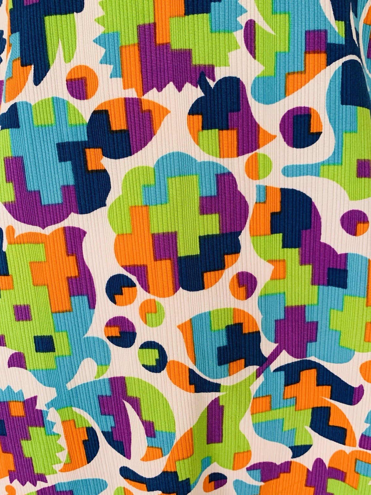 Vintage 1960s Retro MOD Geometric Print Cut Out Back Maxi Dress M/L