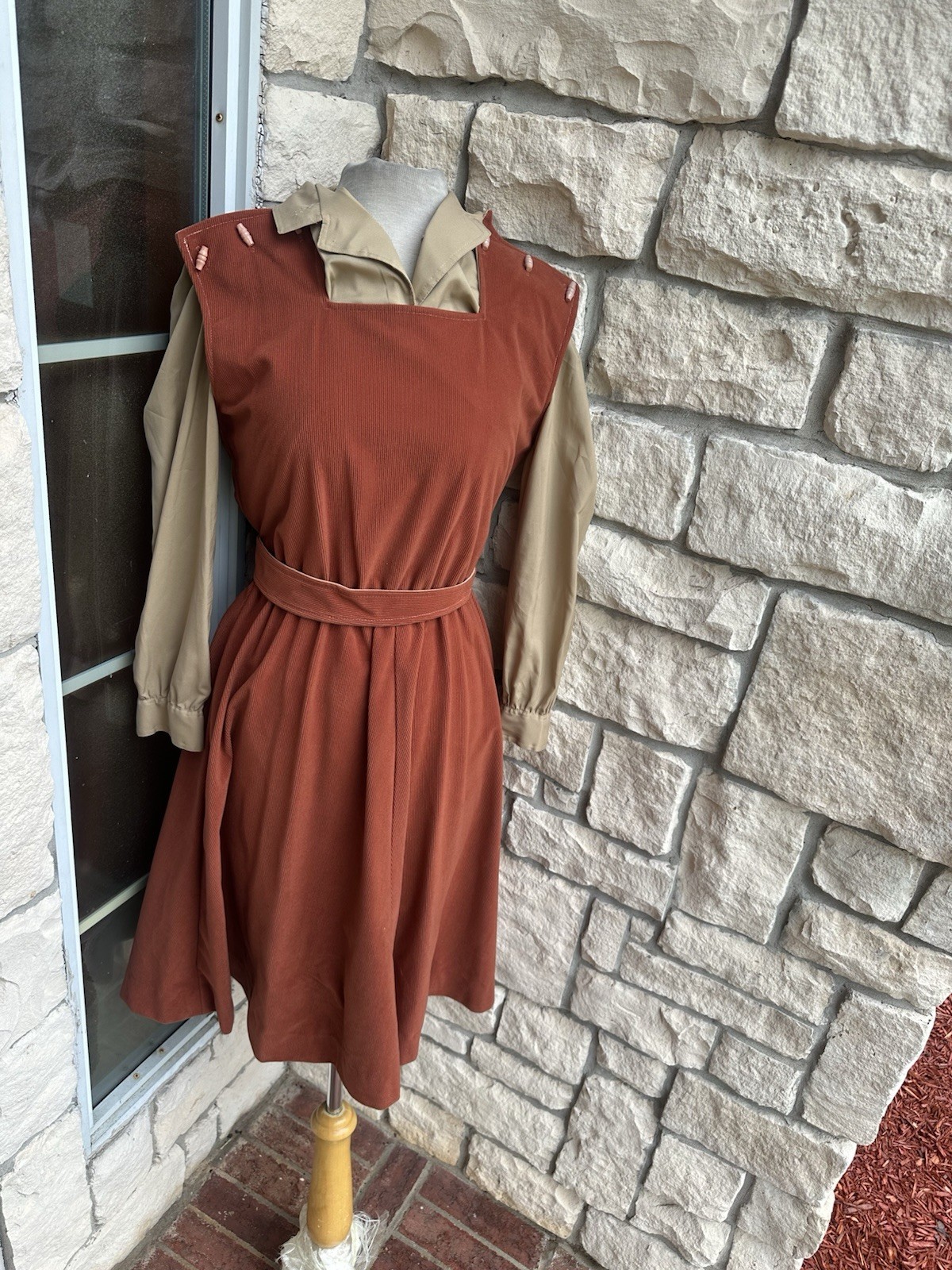 Vintage 60s Mod Shift Josephine Small To Medium Corduroy Jumper Dress Blouse