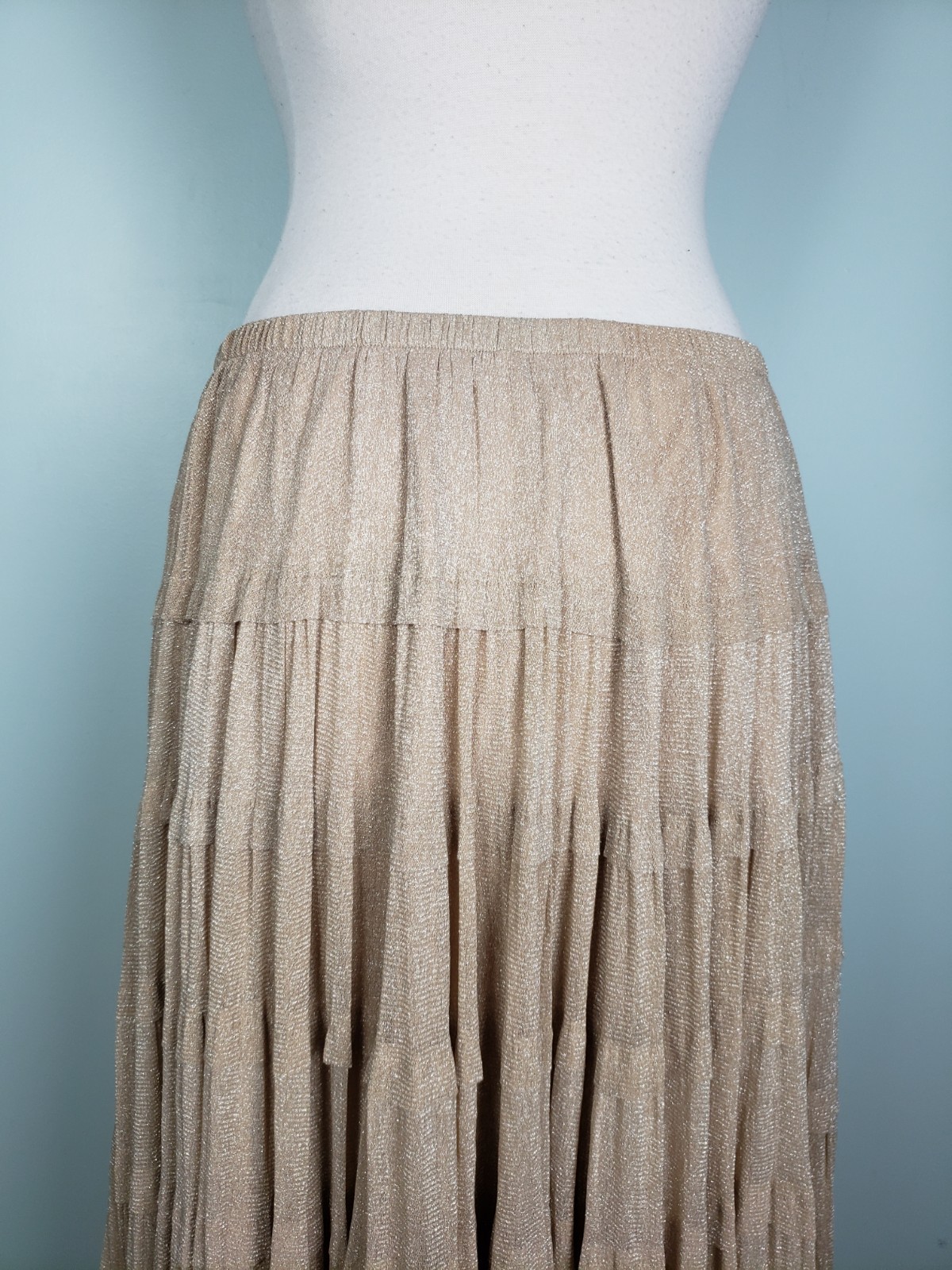 VTG Y2K Alberto Makali Skirt Women XL Midi Skirt Full Tiered Sparkly Low Waist