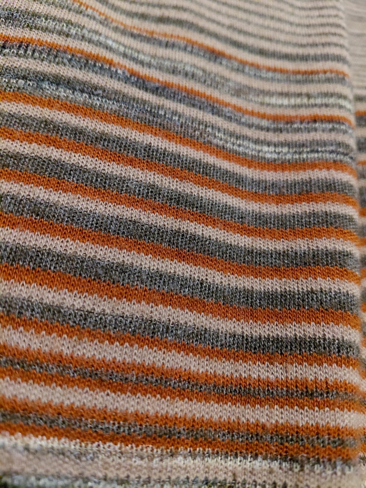 Vintage 1970s Devon Striped Turtleneck Sweater Top Orlon Acrylic Orange Grey Y2K