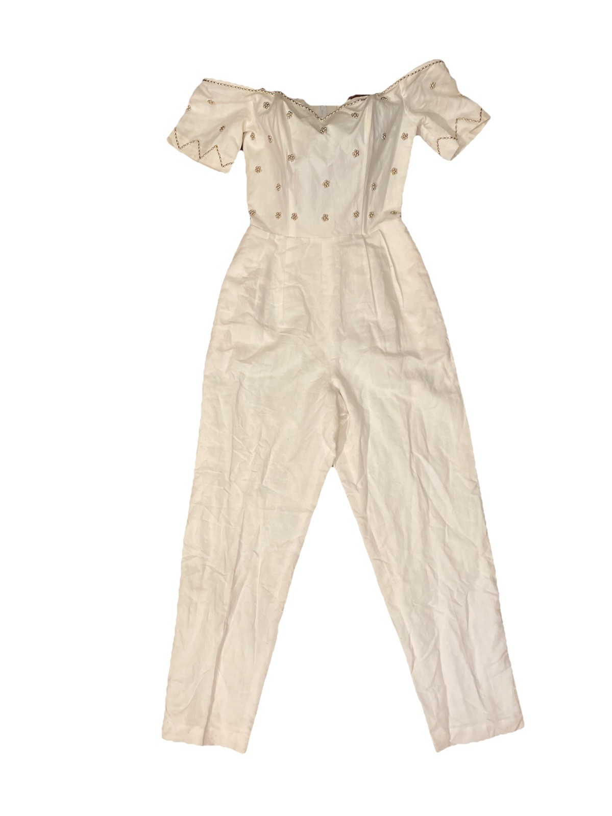 ET AL White/Off White Embellished Jumpsuit – Boned Bodice – Size 8