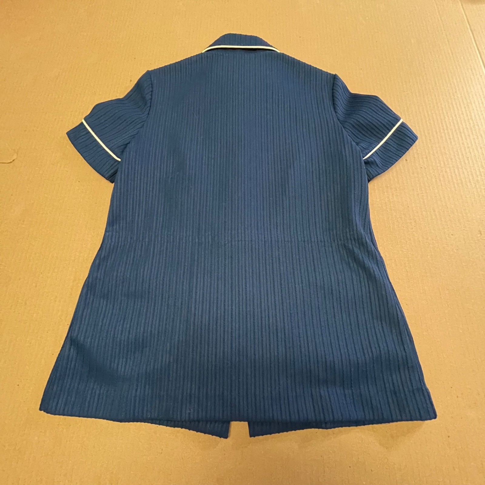 Vintage 1970s Cos Cob Women’s Small Navy Textured Knit Mod Piped Tunic Jacket