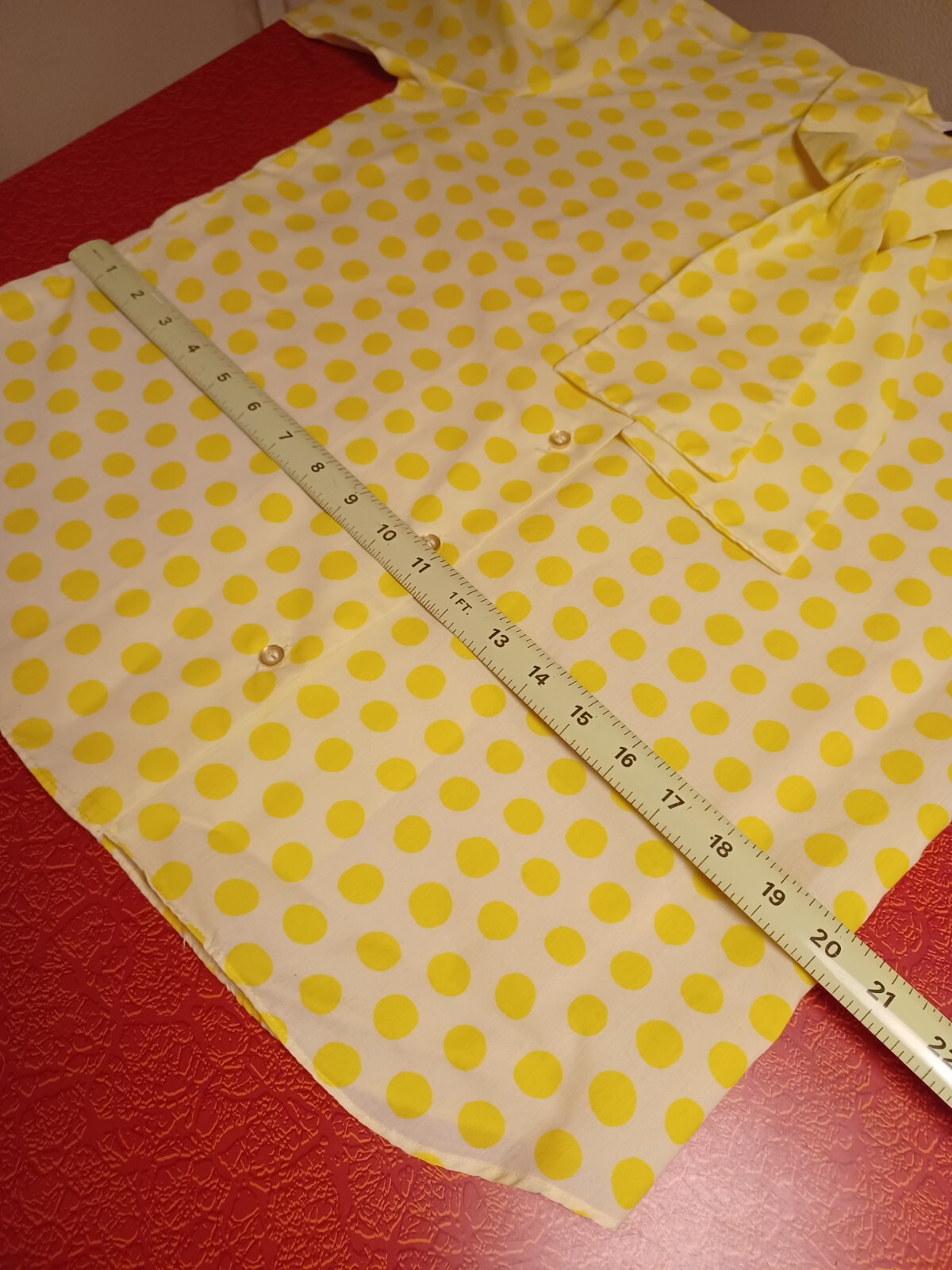 True Vintage Mid-century 1960s Yellow Polka Dot Brentshire Blouse Shirt MCM Mod