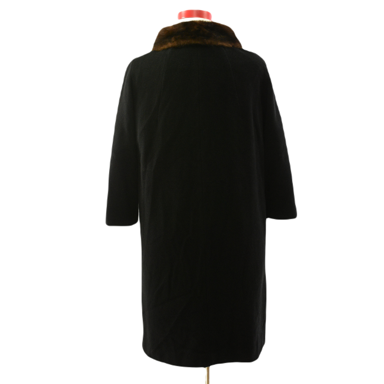 50s Vintage 100% Cashmere Coat For Women Mink Fur Collar Size M/L Oversized