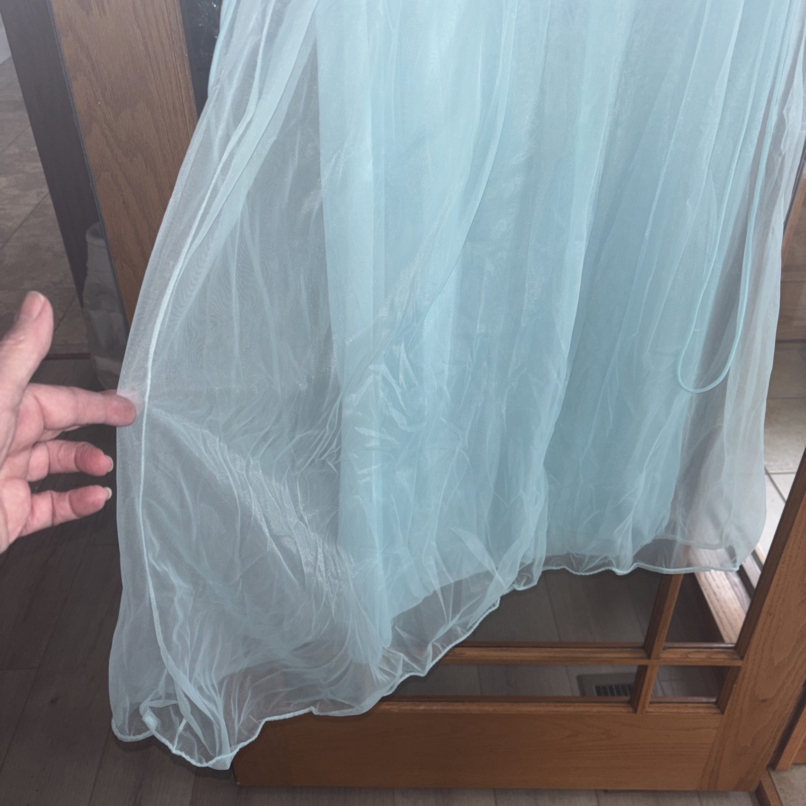 Vintage Avian Aqua Nylon Lingerie Nightgown Medium