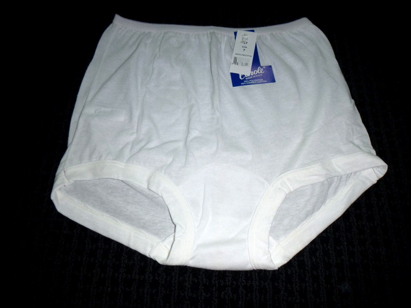 NOS Vtg Carole Granny Panties Briefs Band Leg Poly Cotton Mushroom Gusset Sz 7