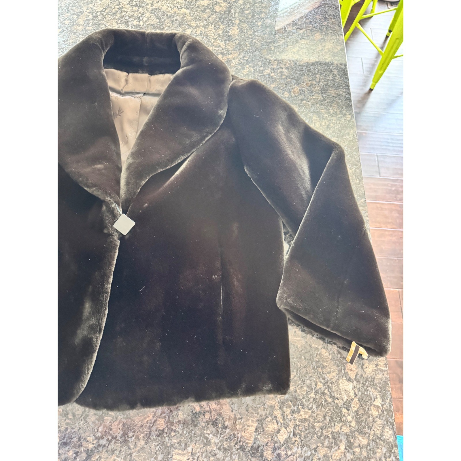 Vintage sportowne Faux Fur Jacket Brown coat USA made Orignal ZCMI tag attached