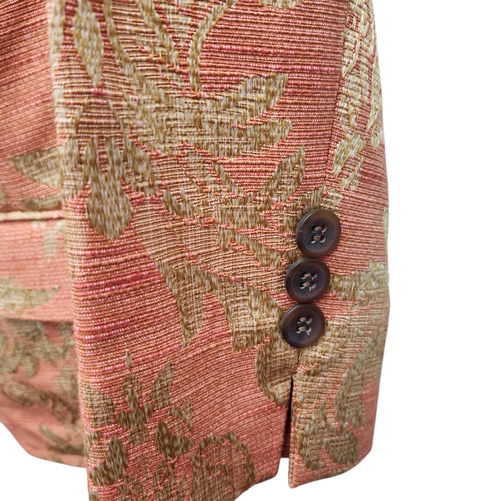 Parisian Signature Jacquard Blazer Womens 14 Orange Gold Baroque Vintage 90s NWT