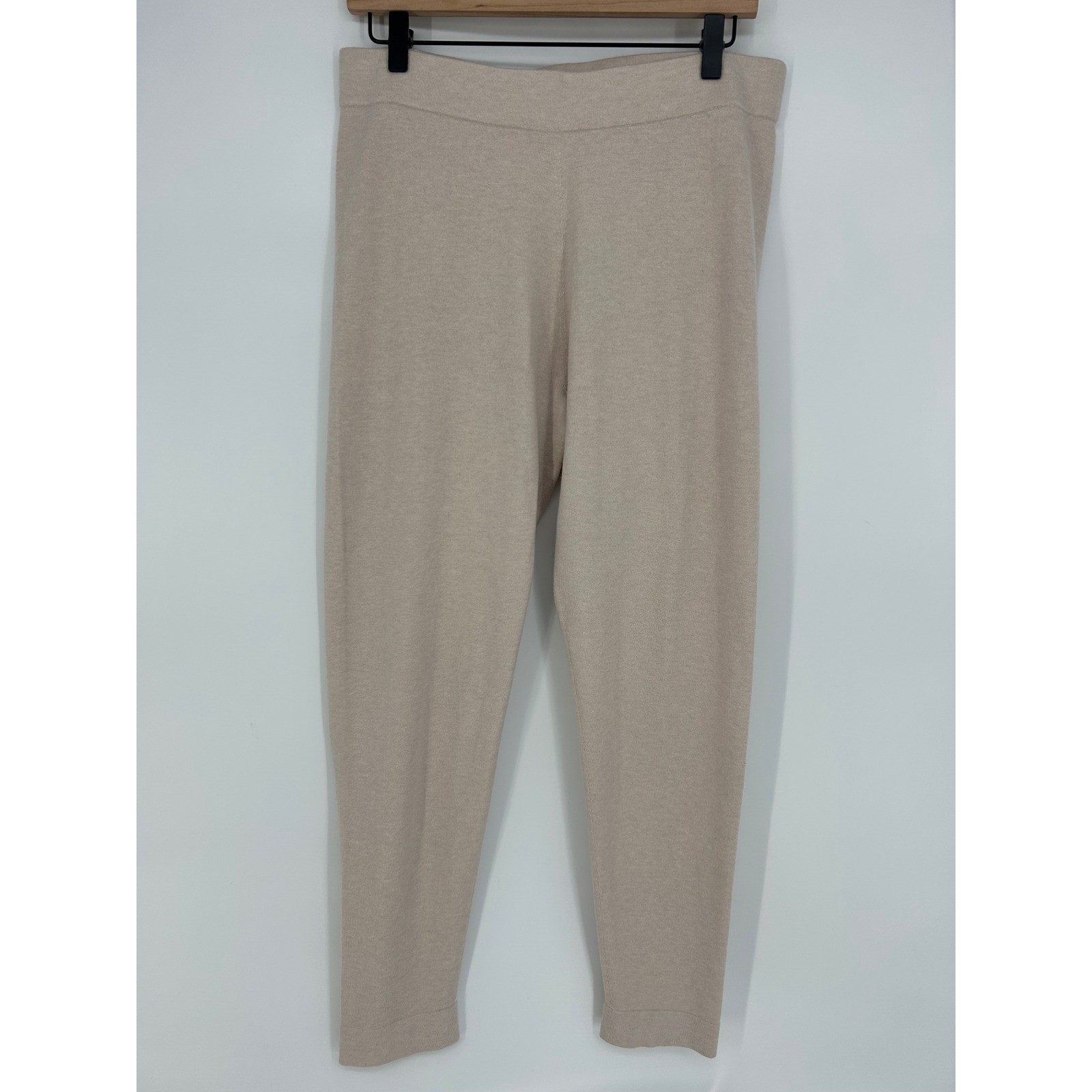 Vince Cream Wool Blend Pull On Stretchy Waistband Straight Leg Pants- Size Large