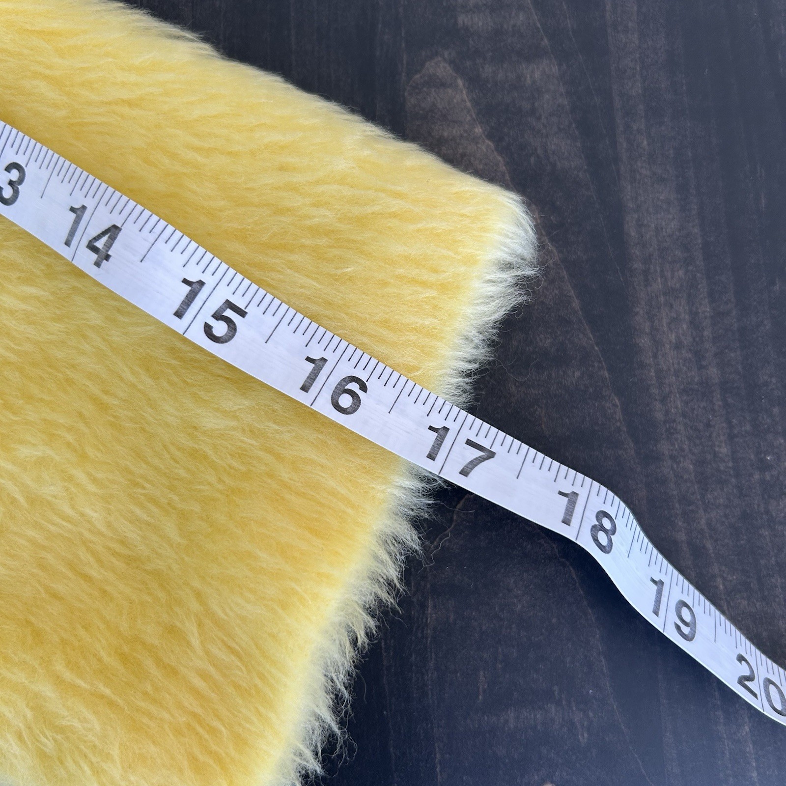 Womens Vintage Sz 10 Yellow Faux Fur Coat 3/4 Sleeve Buttons Satin Trim Pockets