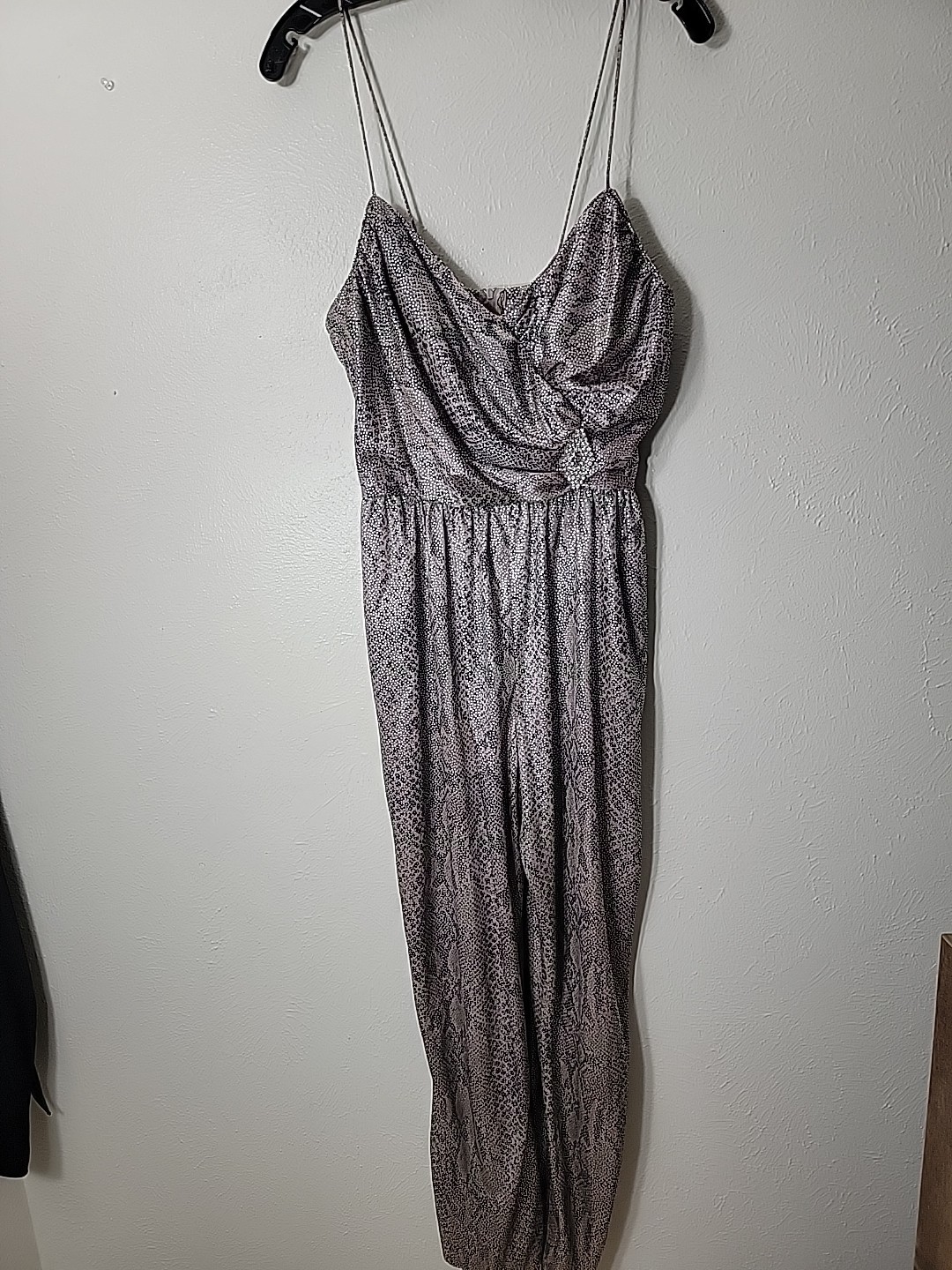 Vintage 80s Snakeskin Sparkle Jumpsuit With Bling Broche Rock Dissco Party 12?