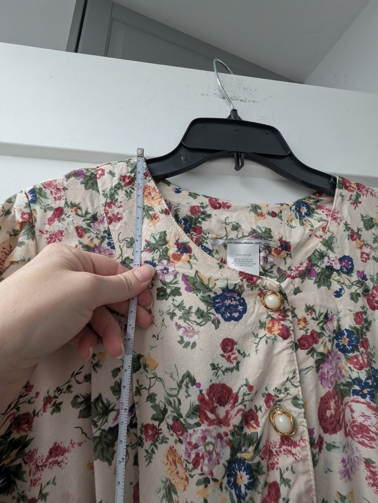 Vintage Floral Dress Buttons 1980’s 1940’s Size 12 Wartime Lindyhop Medium Large