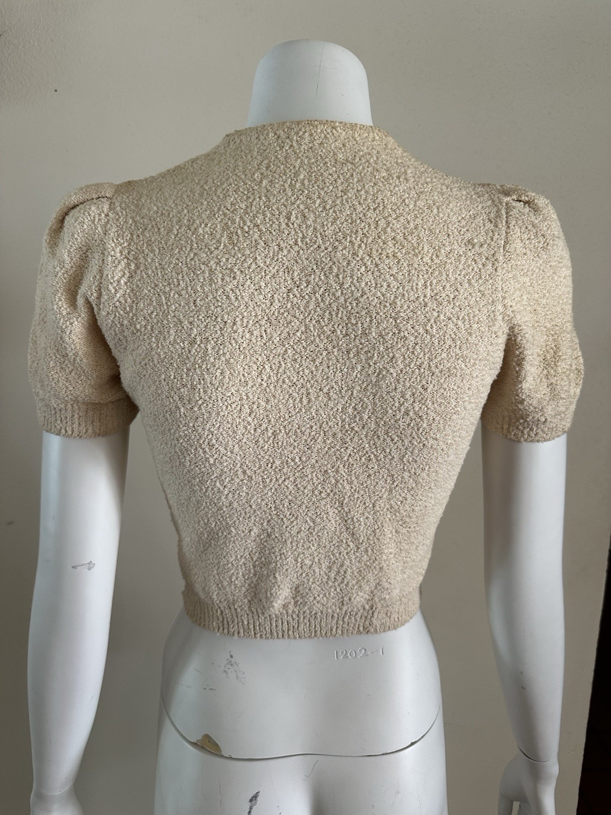 1930s Boucle Sequin Cardigan Sweater Talon Bell Zip Puff Sleeve Art Deco