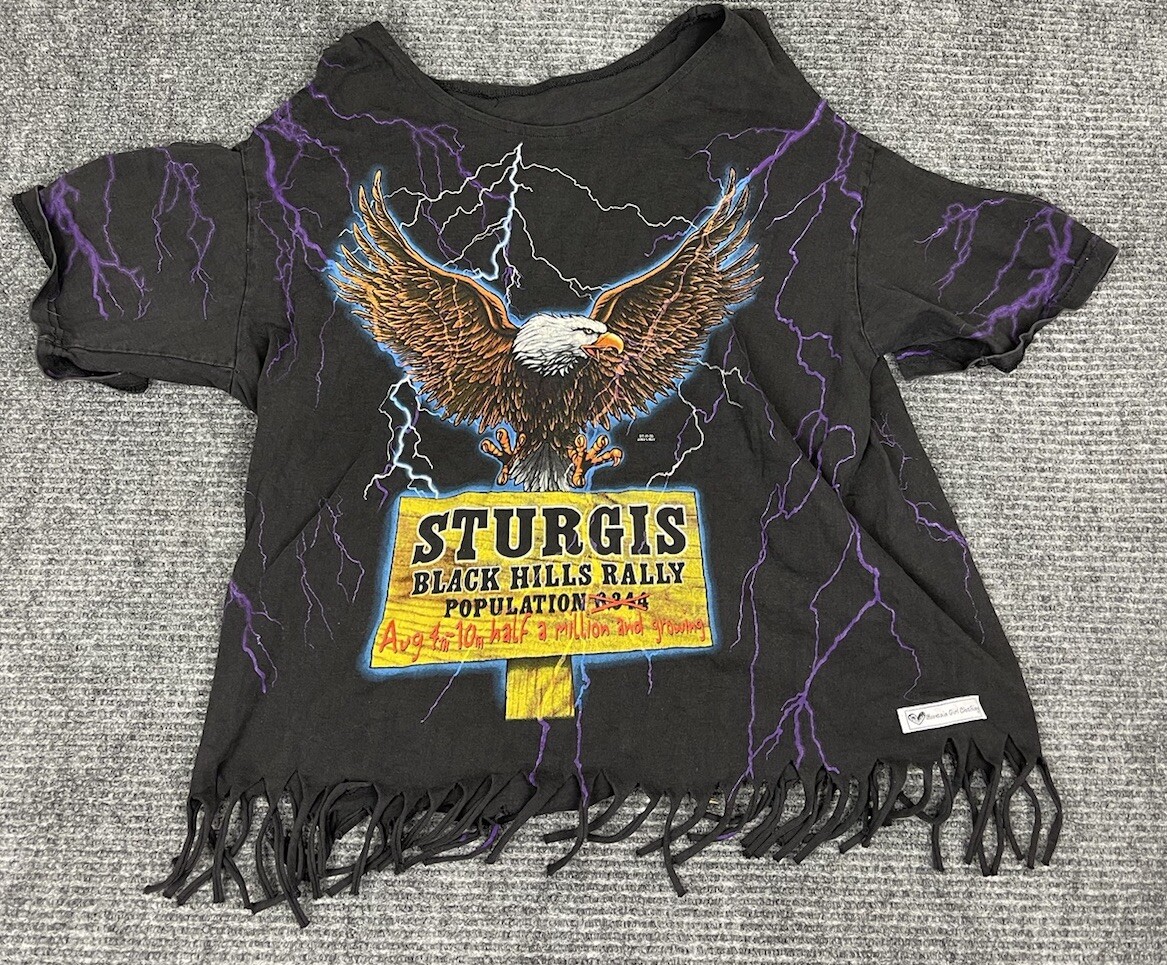 Vintage Sturgis Motorcycle Shirt Women’s Extra Large cut fringed eagle 2003