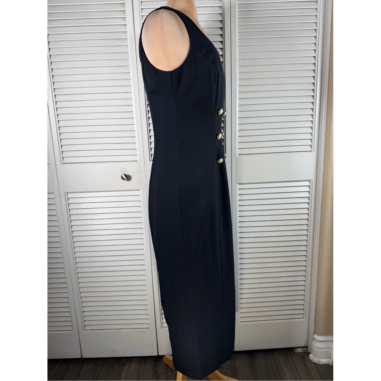 Vintage Late Edition Ltd Navy Maxi Dress Size 10 NWT Pearl Button Made USA