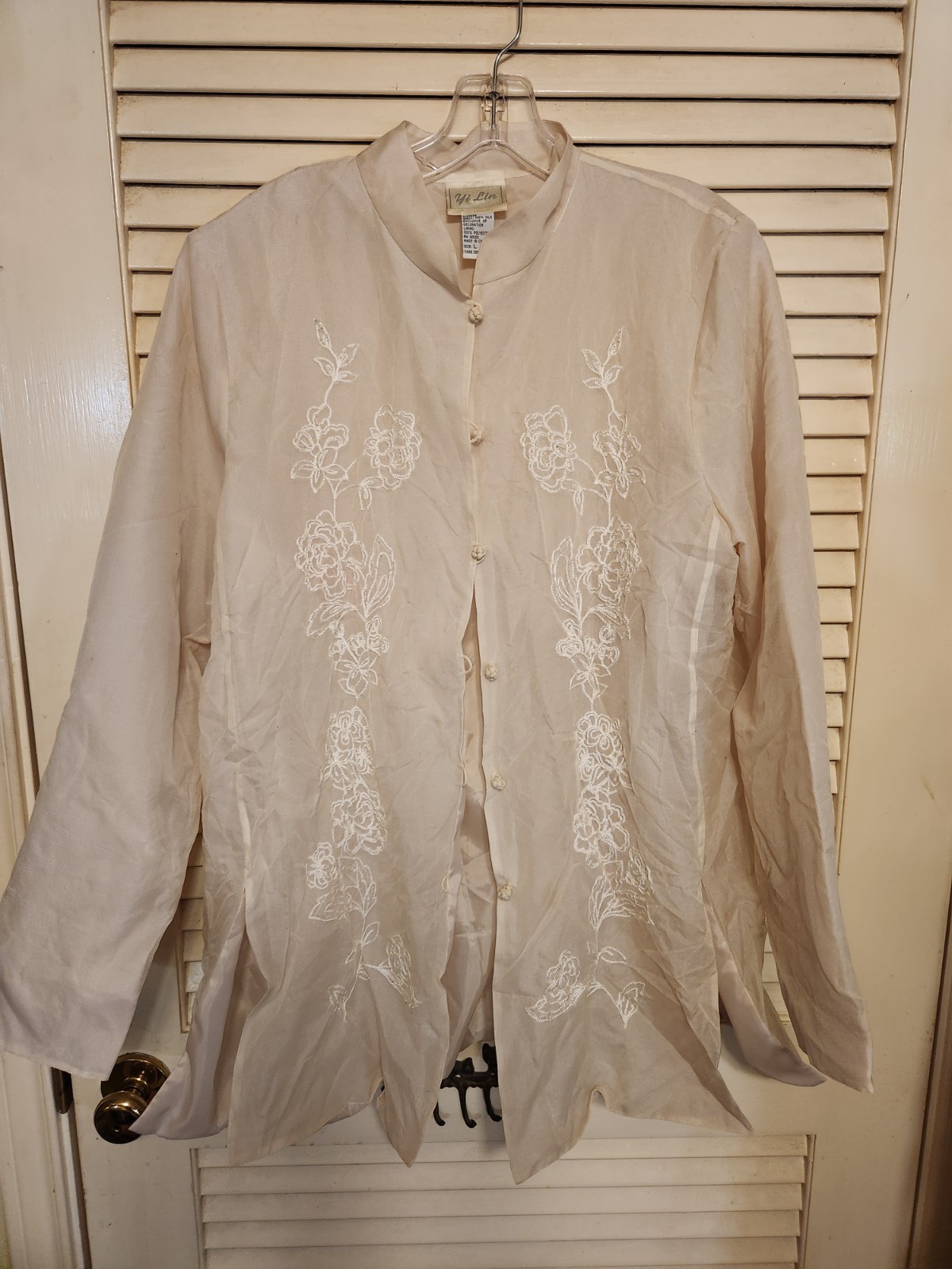 Gorgeous Yi Lin Vintage 100% Silk Long Jacket Blouse With Frog Buttons