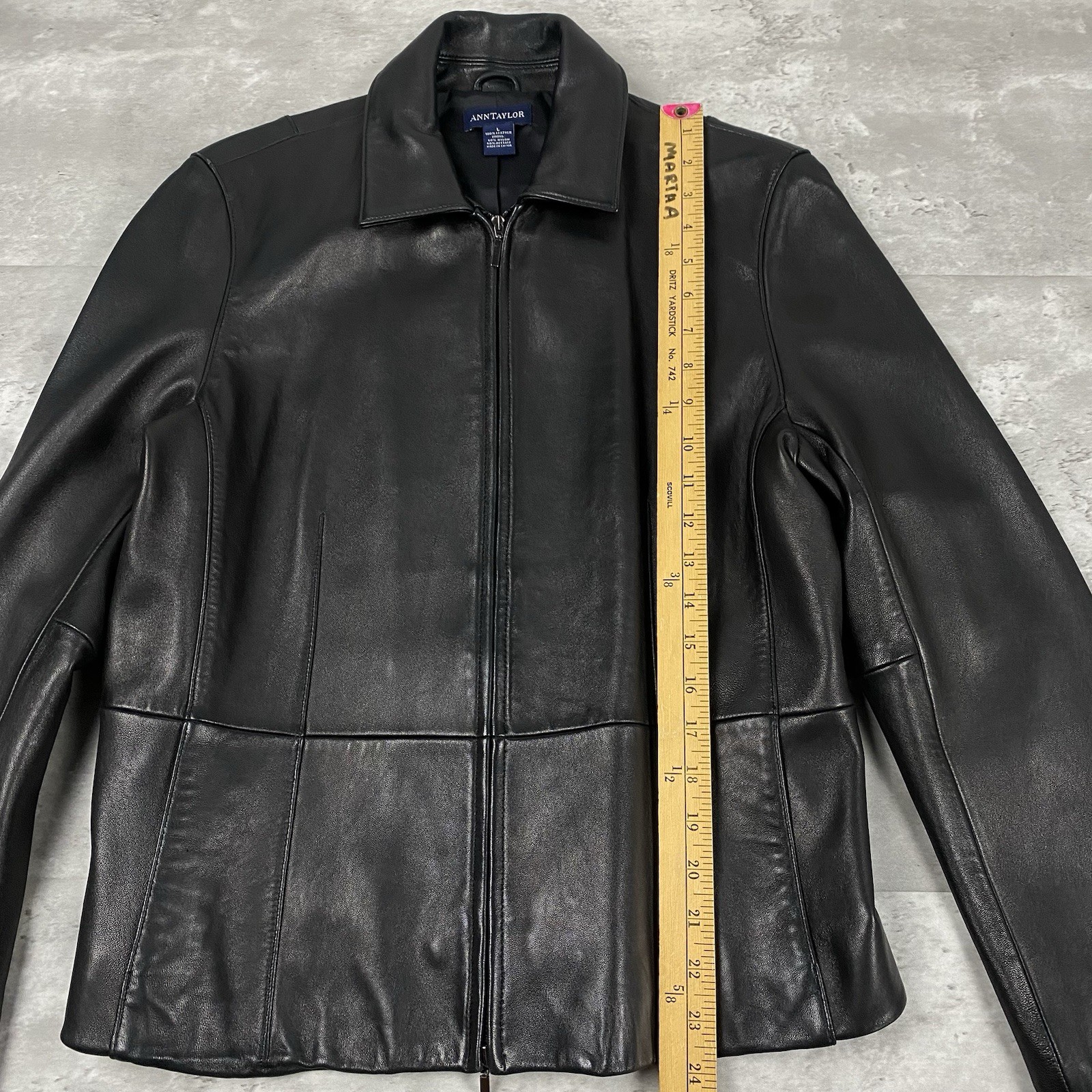 vintage 90s ANN TAYLOR black leather jacket L minimalist casual chick