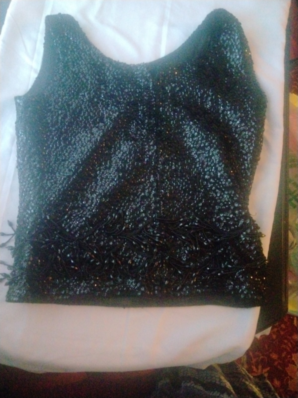 Antique 100% Virgin Wool Beaded Top From British Crown Colony Of Hong Kong