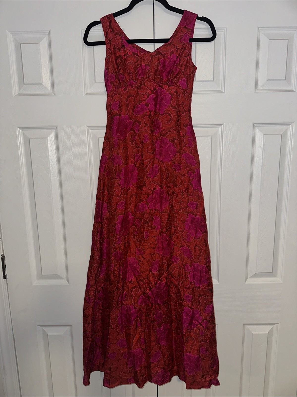 Vintage 60s Homemade Thai Silk? Dress Boho HIPPIE Floral Jim Thompson Style?