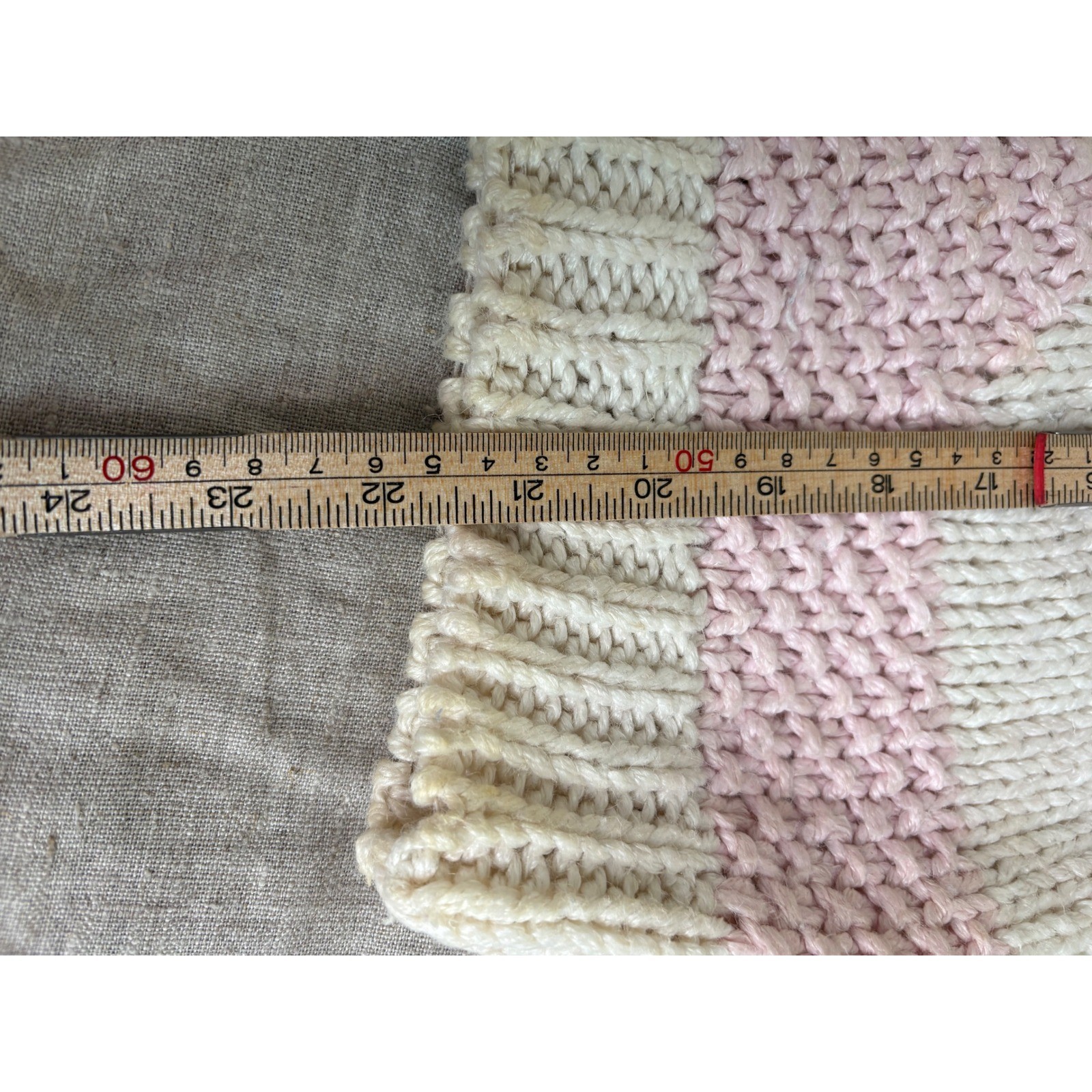 Vintage 80s Exclusive Imports Hand Knit Pastel Mountain Sweater Pink Aqua Medium