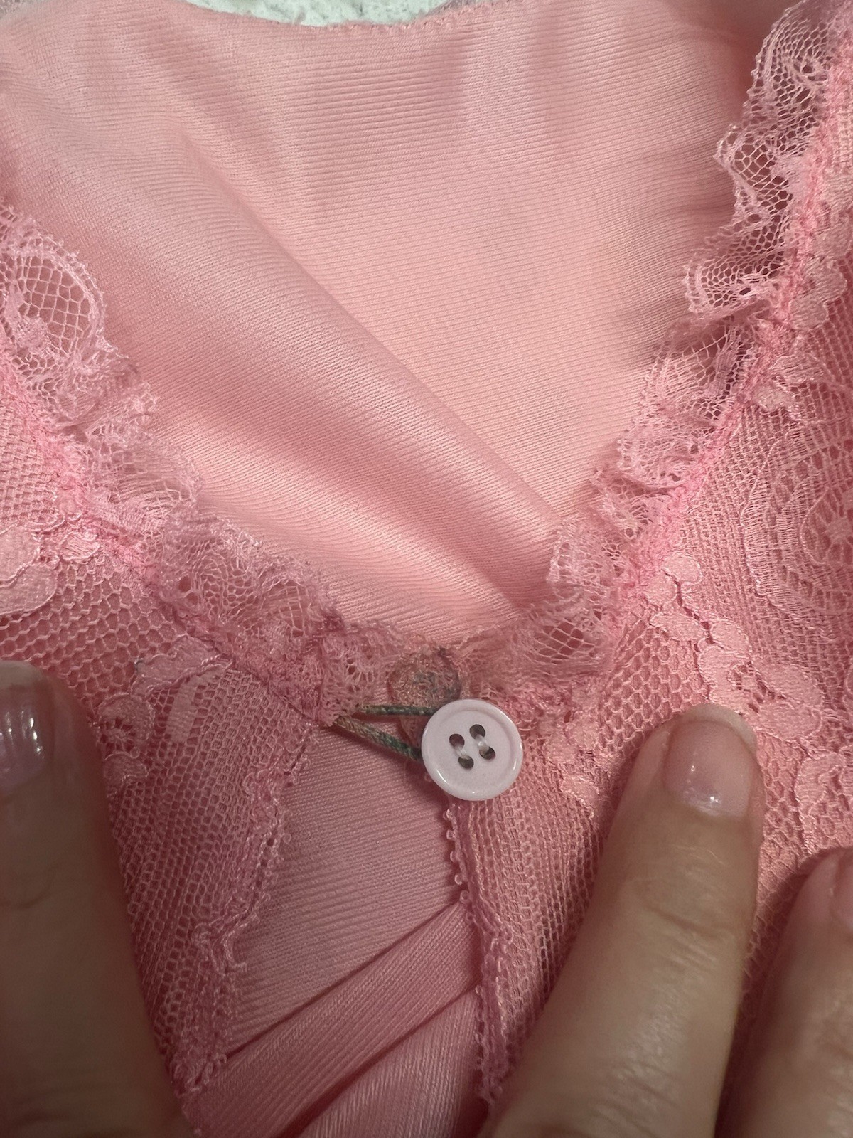 Vintage Vanity Fair Candy Pink NEGLIGEE Nightgown Sheer Nylon Chiffon Overlay M
