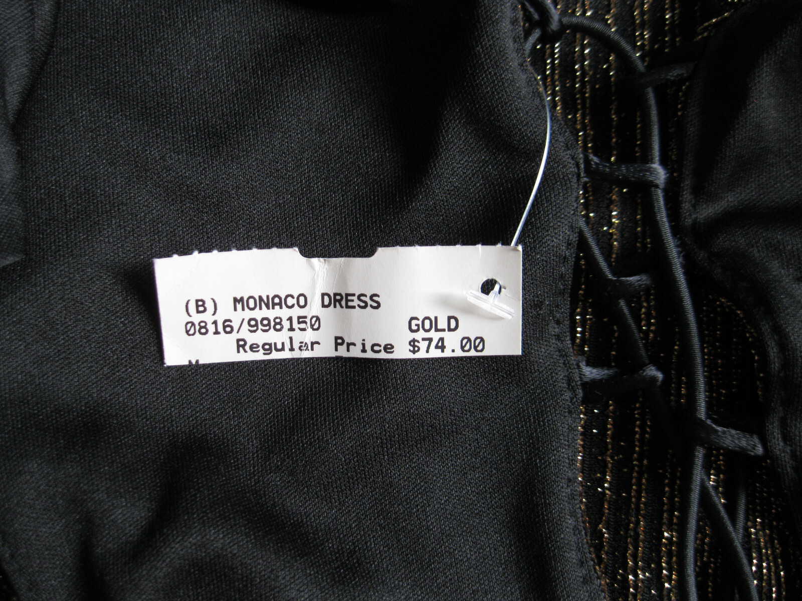 *RARE* Vintage 90’s MONACO Gold Metallic/Black Bodycon Dress SUPER SEXY! WOW! M