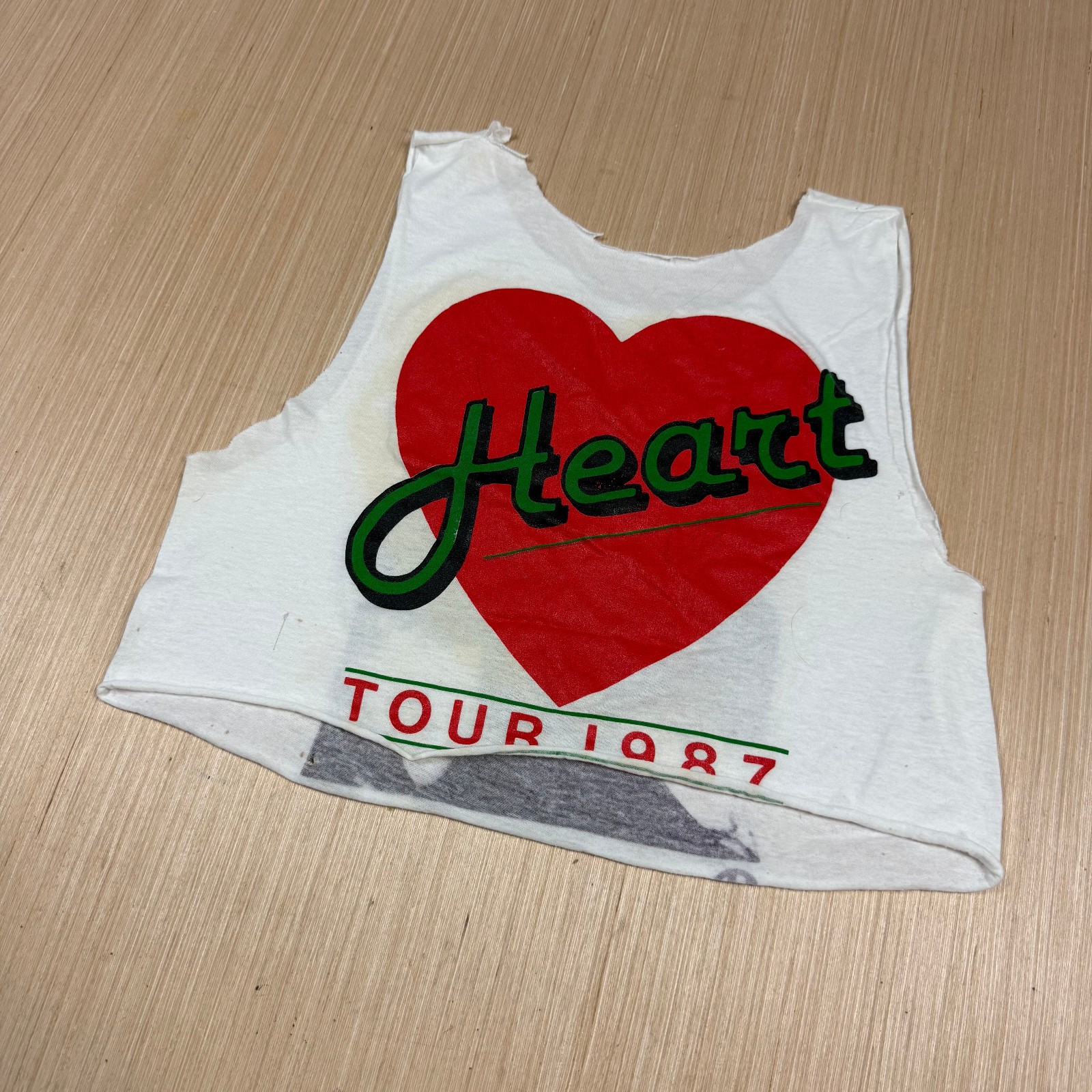 vtg 80s Heart Tour Rock Band T Shirt 1987 Heavy Metal Tank Top Crop S Bad Animal