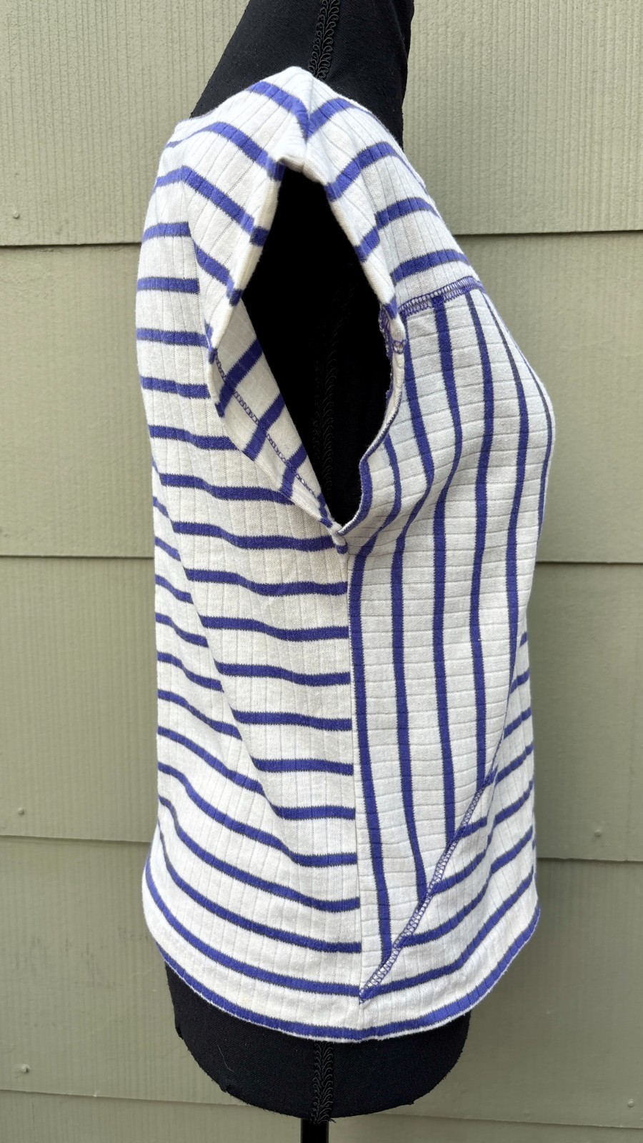 vtg 60s 70s Mod Nautical Geometric Striped Dolman Sleeve Bateau Cotton Knit Top