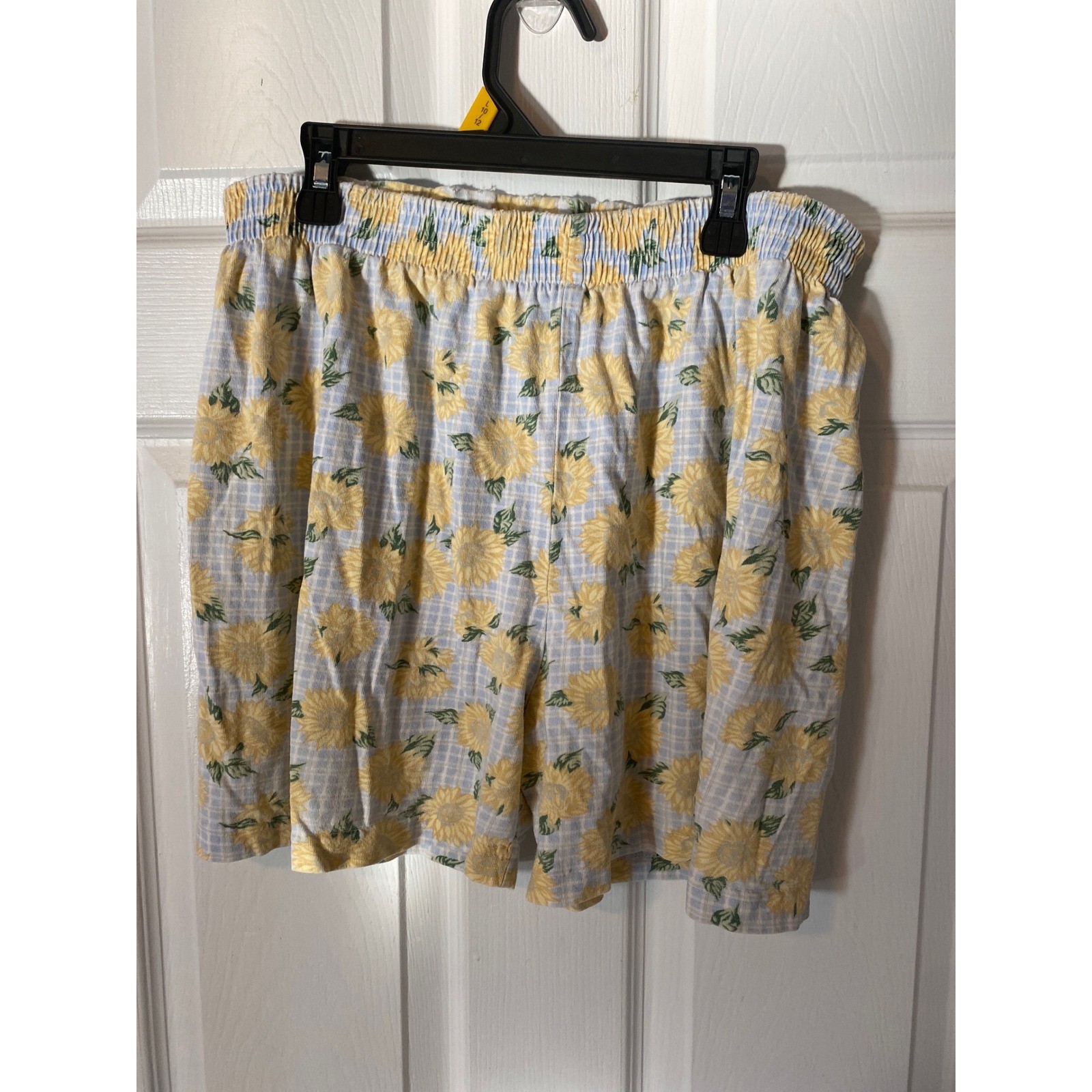 Vintage EBGB Sunflower Gingham Shorts Cotton Made in USA Yellow Blue Medium