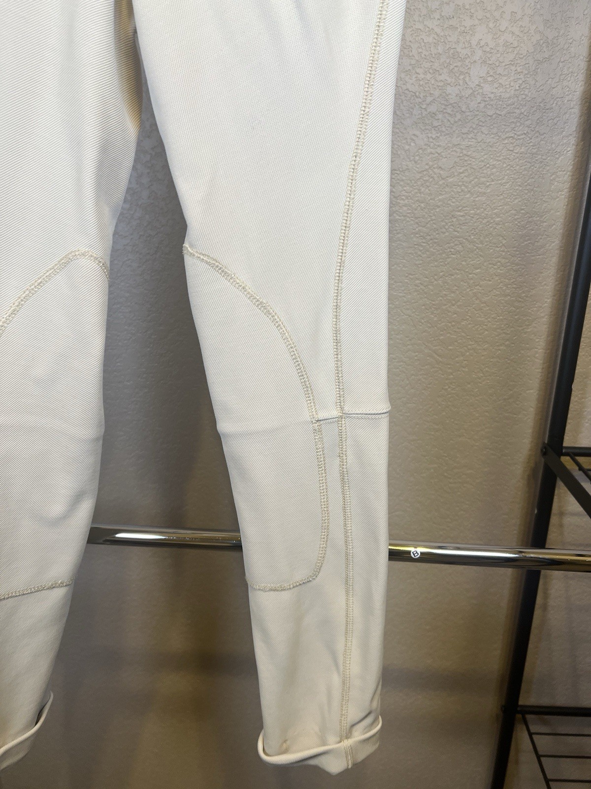 Vintage Tape Measure Pants Medium Cream Tan Made in USA High Waist Stretch