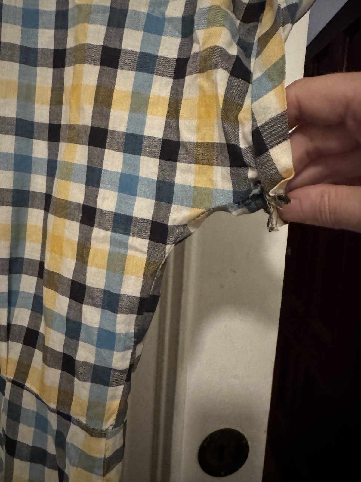 Vintage Homemade Sz 6 To 8 Blue & Yellow Plaid Midi Dress Fair Condition AS IS