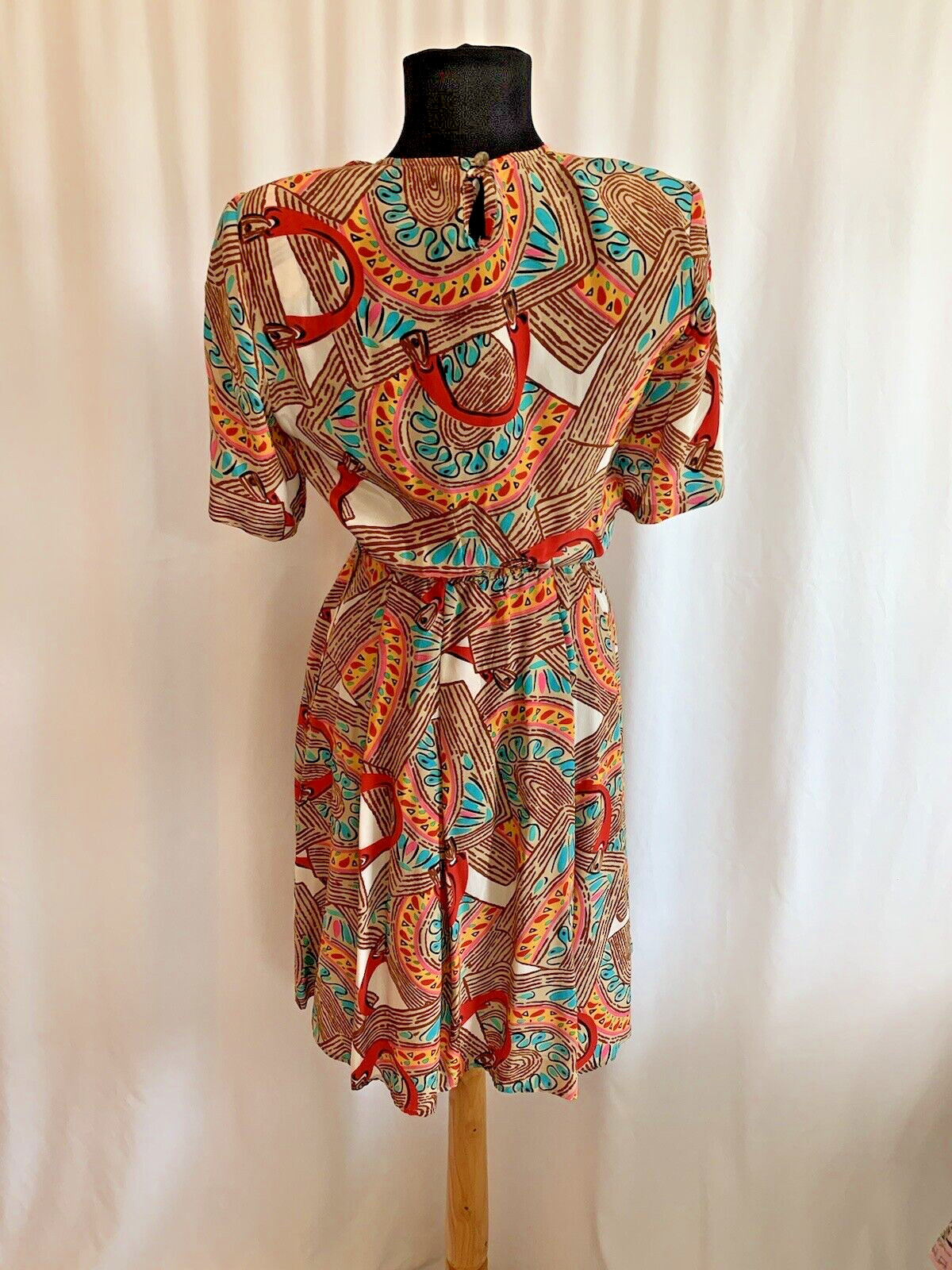 Vintage 1980s I.B. Diffusion Abstract Print Silk Dress – Size 4 Small