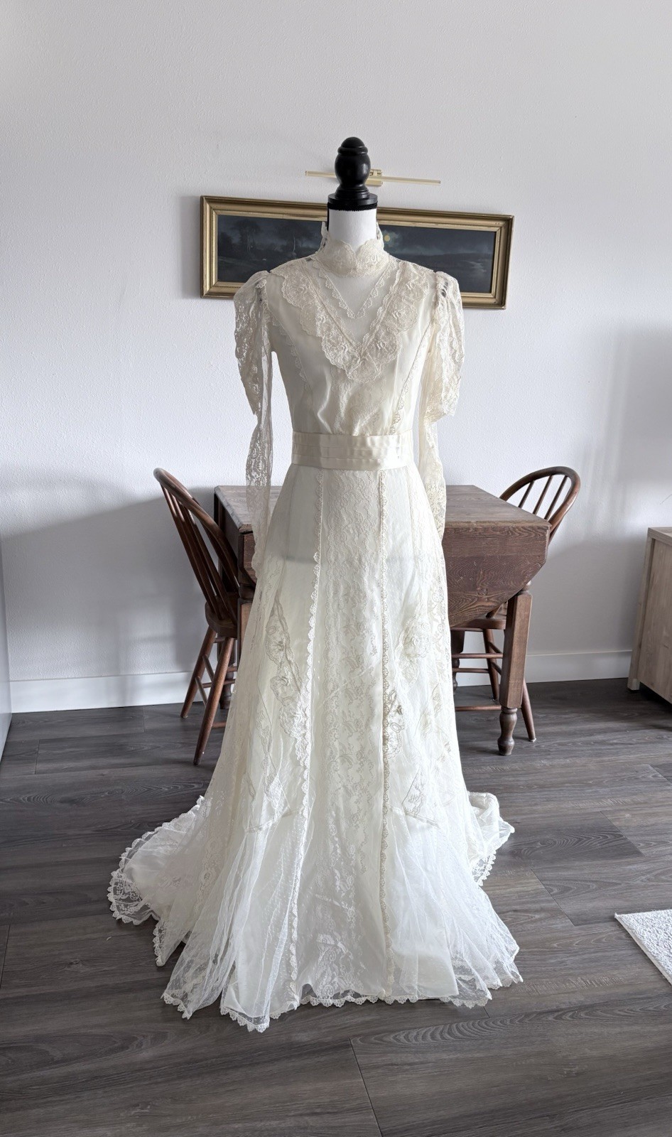 Vtg 70’s Country Elegance California Size 10 Wedding Dress Ivory Lace