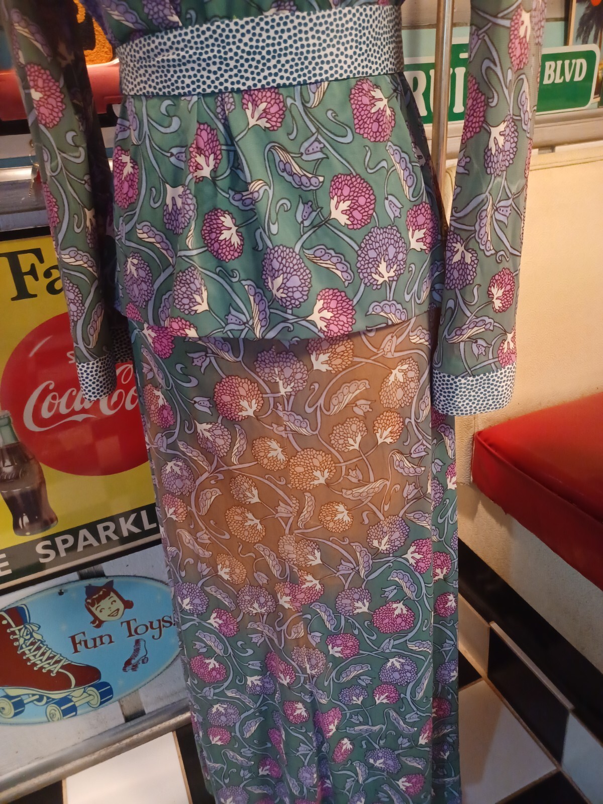 Vintage Mid-century 1970s Two-piece Maxi Dress With Jacket **FLAWS** MCM Mod