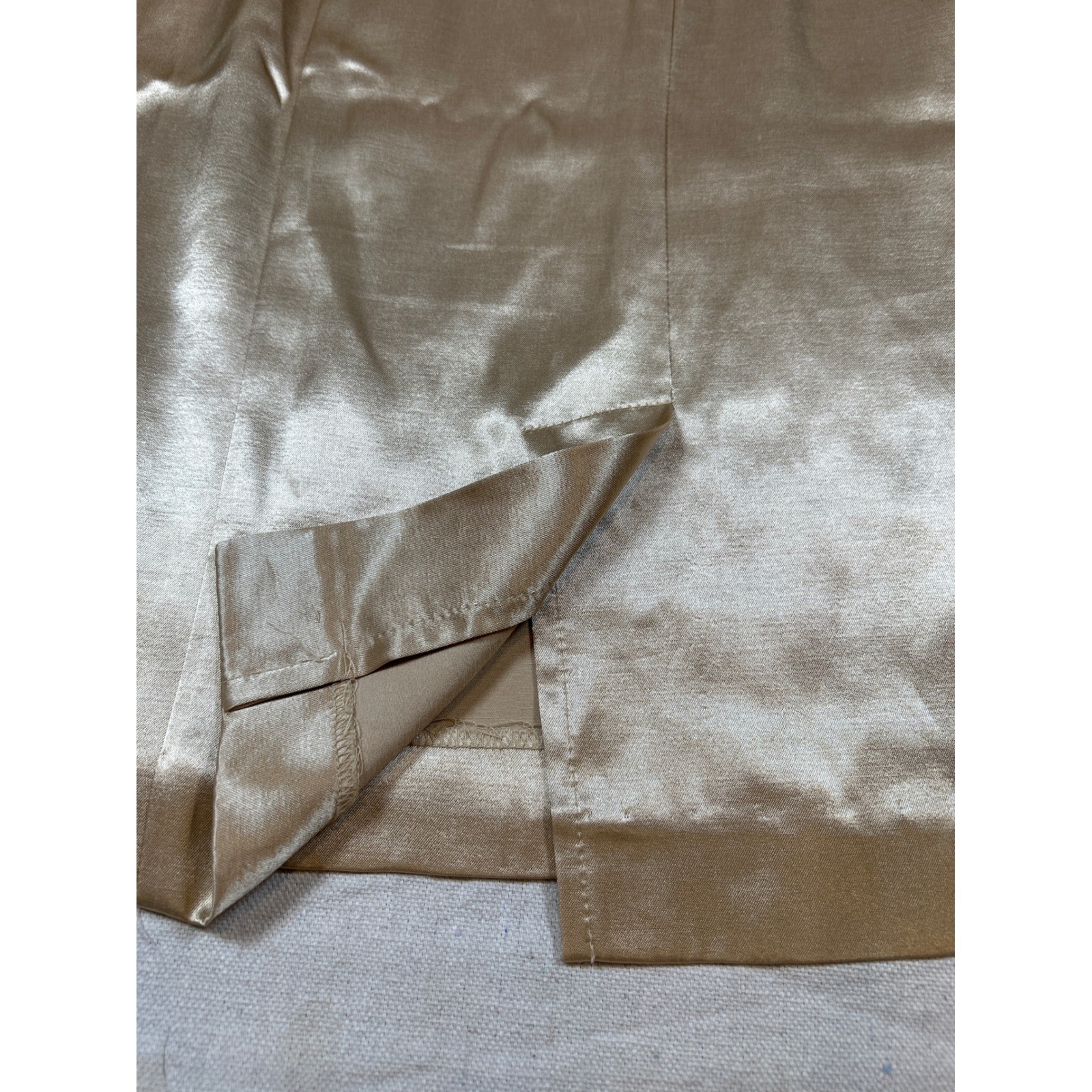 Hampton Nites Vintage Champagne Gold Satin Sheath Dress Womens 14 Formal USA