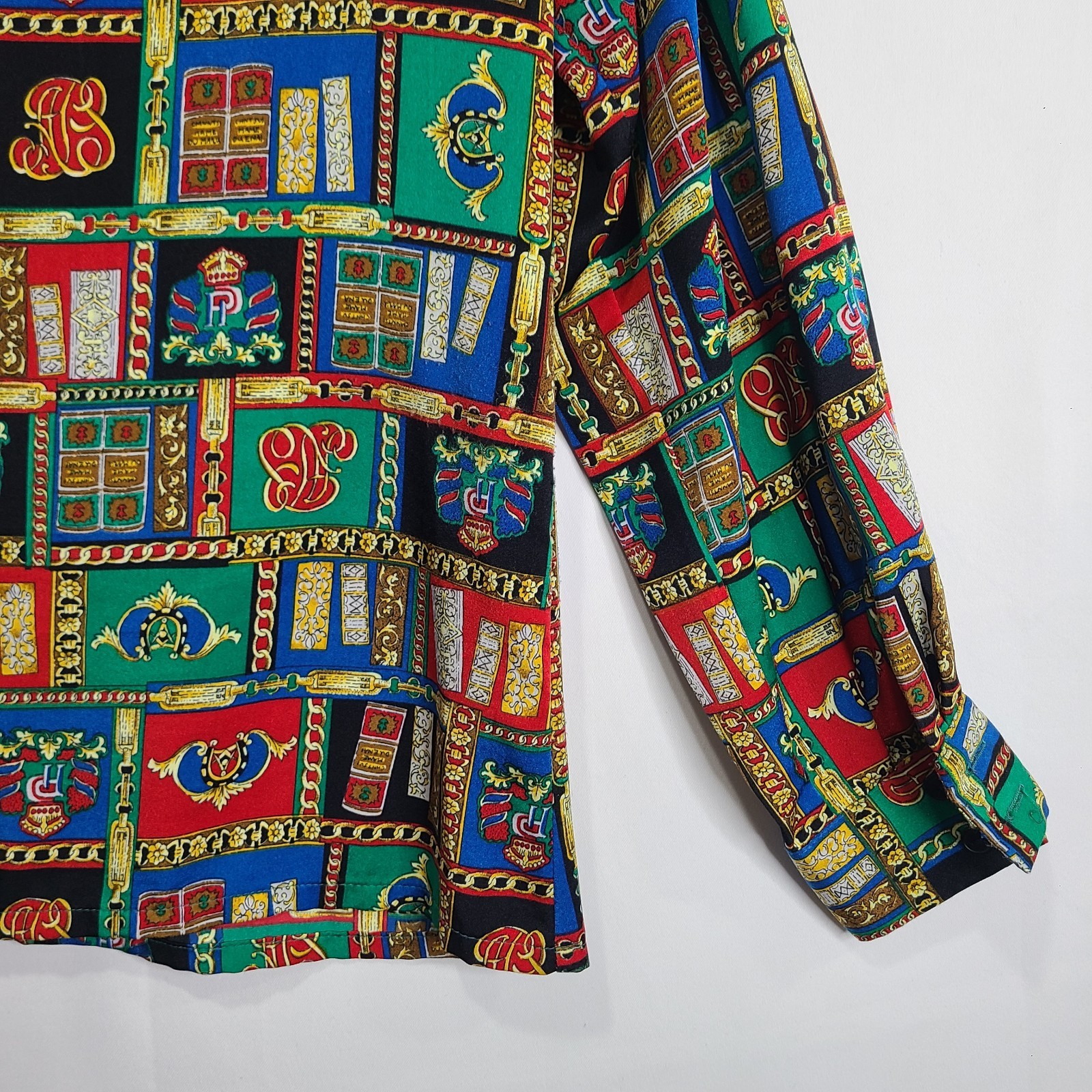 *Unique Vintage Pendleton Cottage Book Library Teacher Blouse Sz10 Lg Novelty