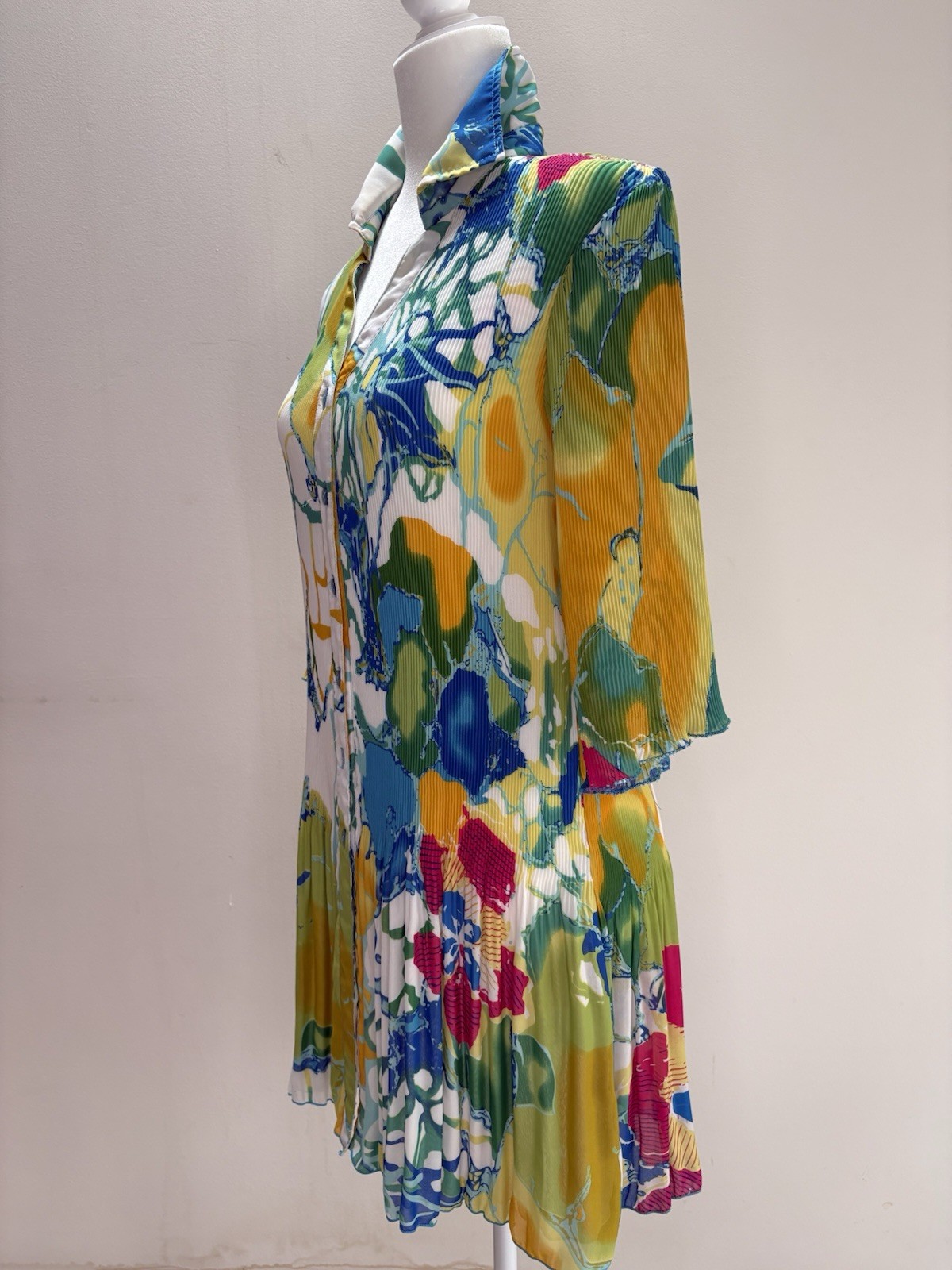 Rossi Roma Vintage Y2K Pleated Dress Womens Large Colorful