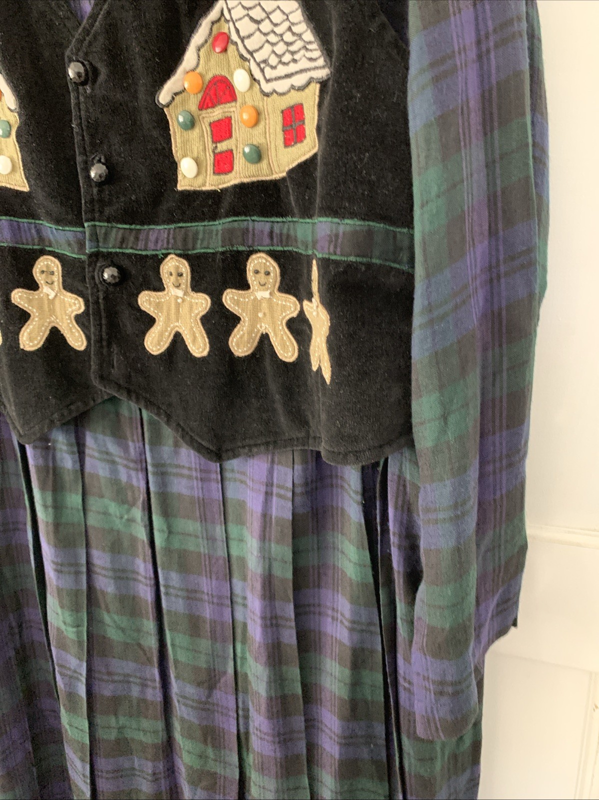Country Wear Clothing Co. 16 Vtg Long Sleeve Plaid Dress & Reversible Vest