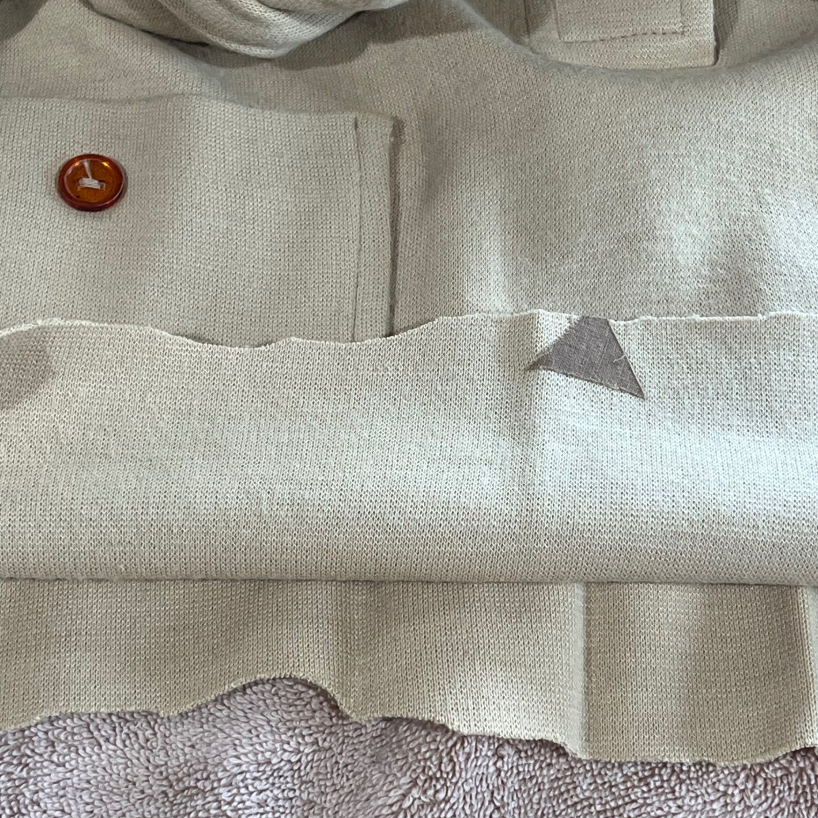 Vintage Carol Brent Mod Knit Tunic Top Cream Amber Buttons 80s Retro Womens M *
