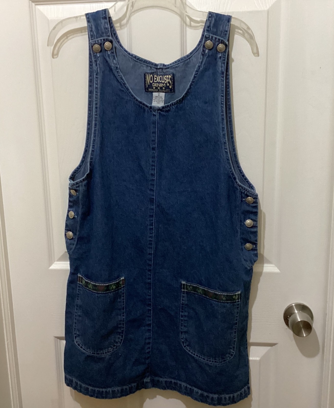 Vintage 90’s/Y2K New NO EXCUSES Denim dress ~Embroidered Pockets~M