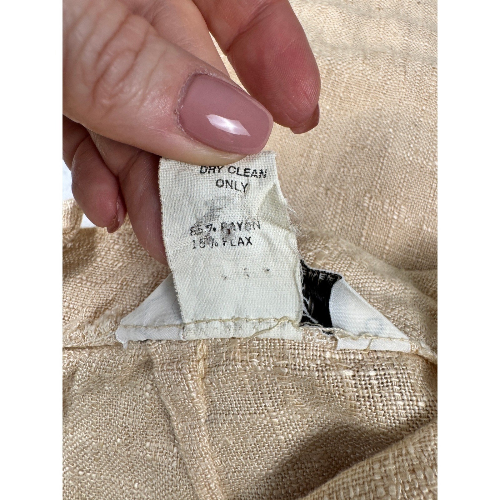 Vintage 70’s Linen Blend Neutral Two Piece Skirt Set Tan Short Sleeve Top Midi