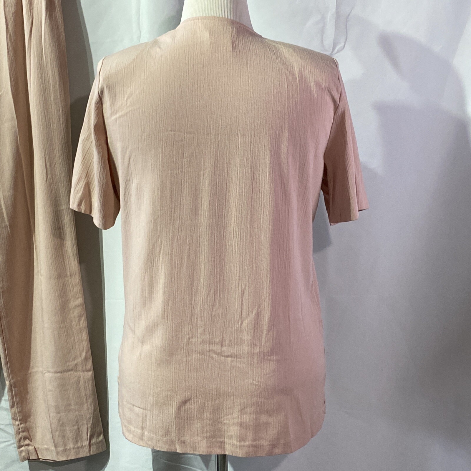Pale Pink Pants Blouse VTG size 10P Two Twenty Button USA Petite Pantsuit Set